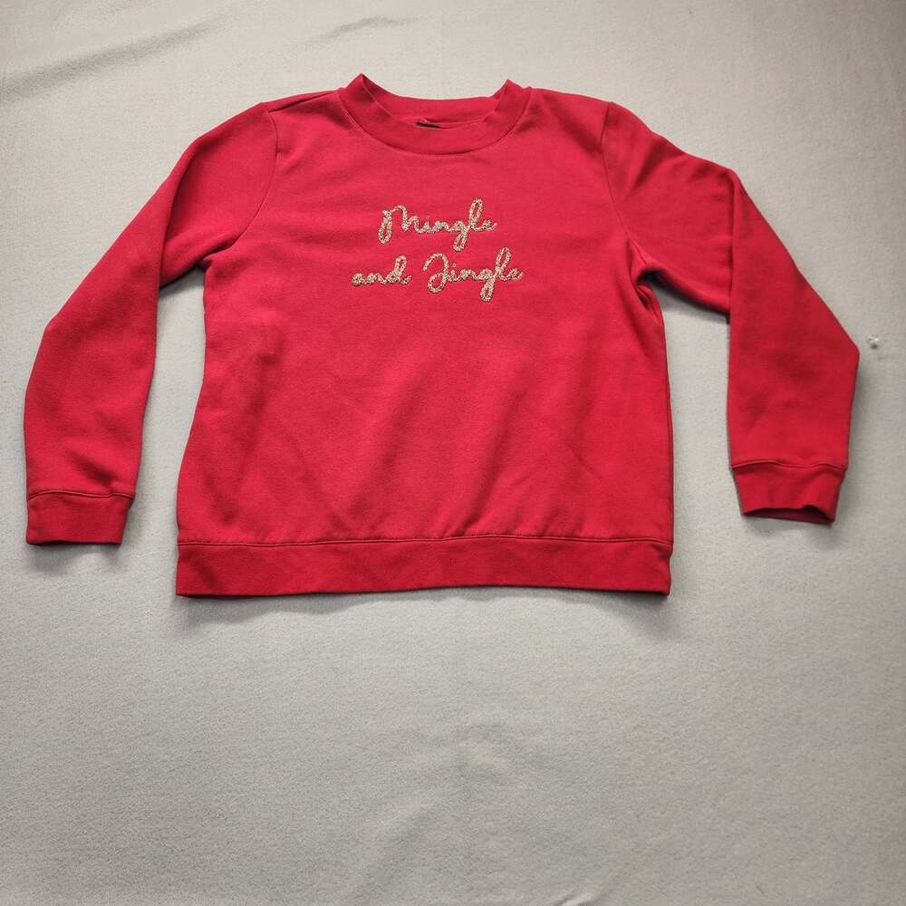 Talbots Red Beaded Mingle and Jingle Sweatshirt Size L